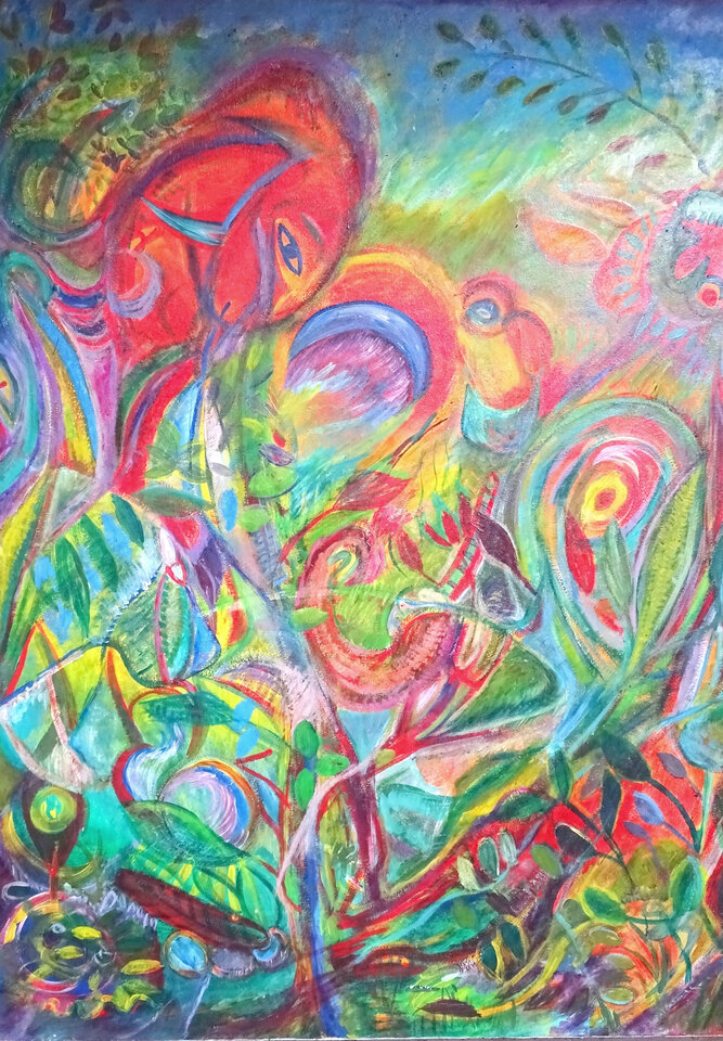 Pferdefrühling, Harzöl, 102 x 141 cm auf Leinwand, Wolfgang Bittkau