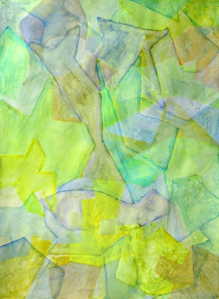 Studie in Gelb-Blau, Aquarell, 46 x 60,3 cm auf Papier, Wolfgang Bittkau