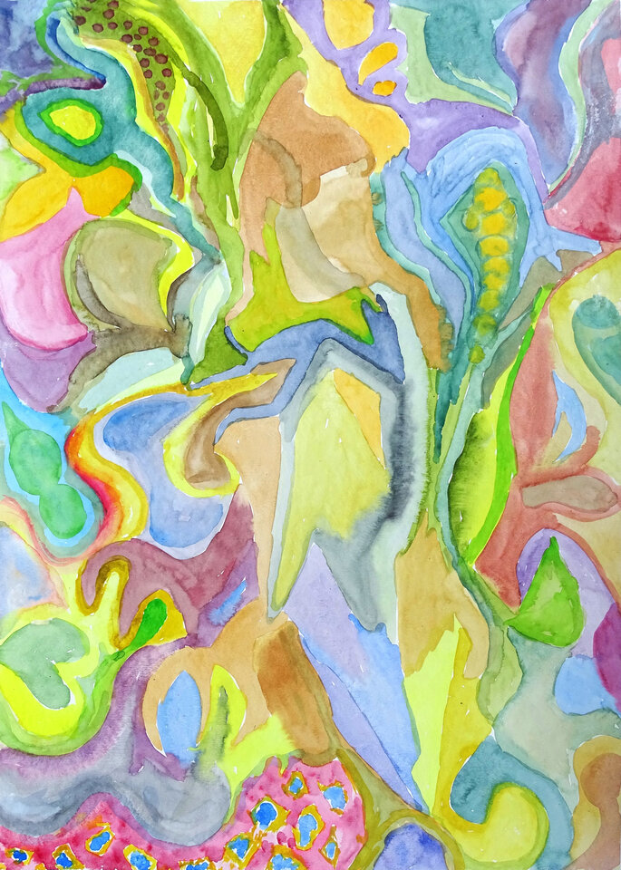 Gartenleben, Aquarell, 47,1 x 66,2 cm auf Papier, Wolfgang Bittkau
