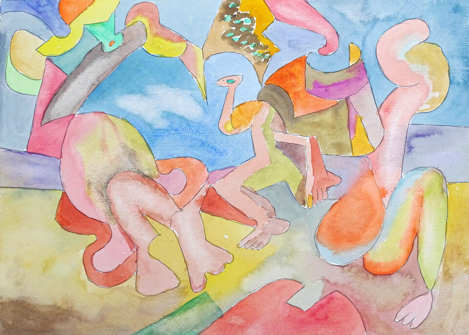 Am Strand , Aquarell, 44,2 x 32 cm auf Papier, Wolfgang Bittkau