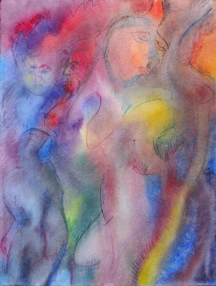 Figürliche Anklänge, Aquarell, 44,5 x 65 cm Papier, Wolfgang Bittkau
