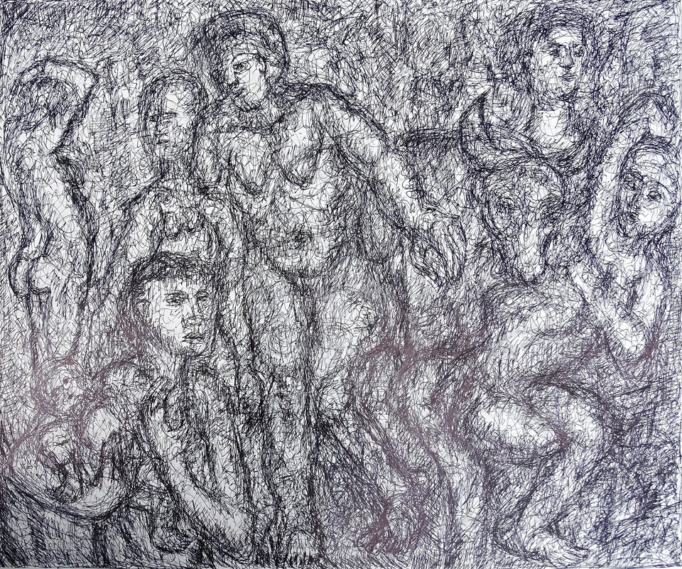 Gestalten 2, Tusche, 68,5 x 56,2 cm auf Papier, Wolfgang Bittkau