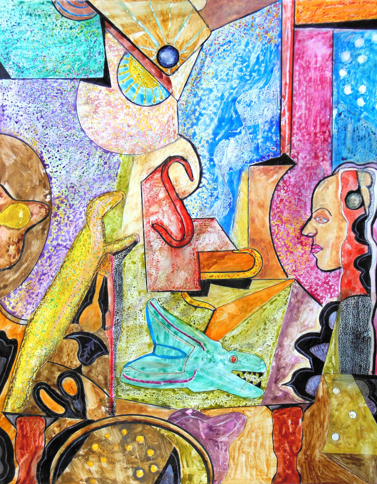Komposition 13, Aquarell und Öl, 56,3 x 68,2 cm auf Papier, Wolfgang Bittkau
