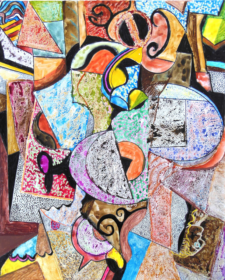 Komposition 12, Aquarell u. Ölpastell, 56,1 x 68,5 auf Papier, Wolfgang Bittkau
