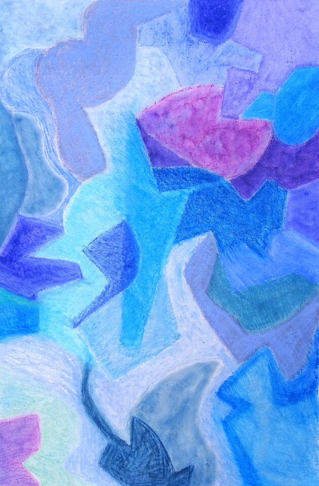 Komposition in Blau, Pastell, 94, 5 x 64,3 cm auf Pappe, Wolfgang Bittkau