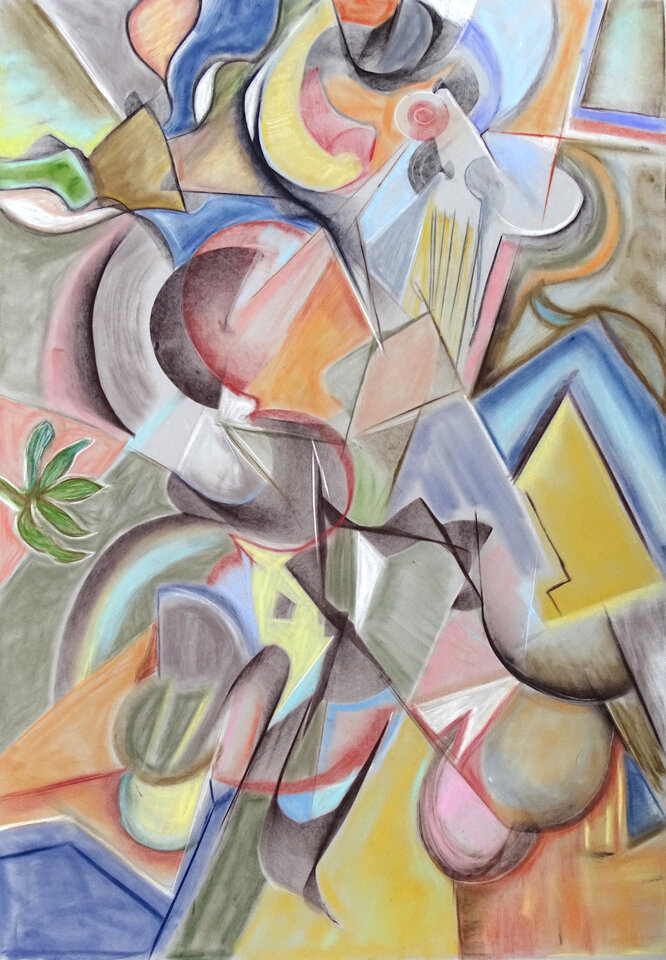 Komposition 7, Pastell, 50 x 70 cm auf Papier, Wolfgang Bittkau