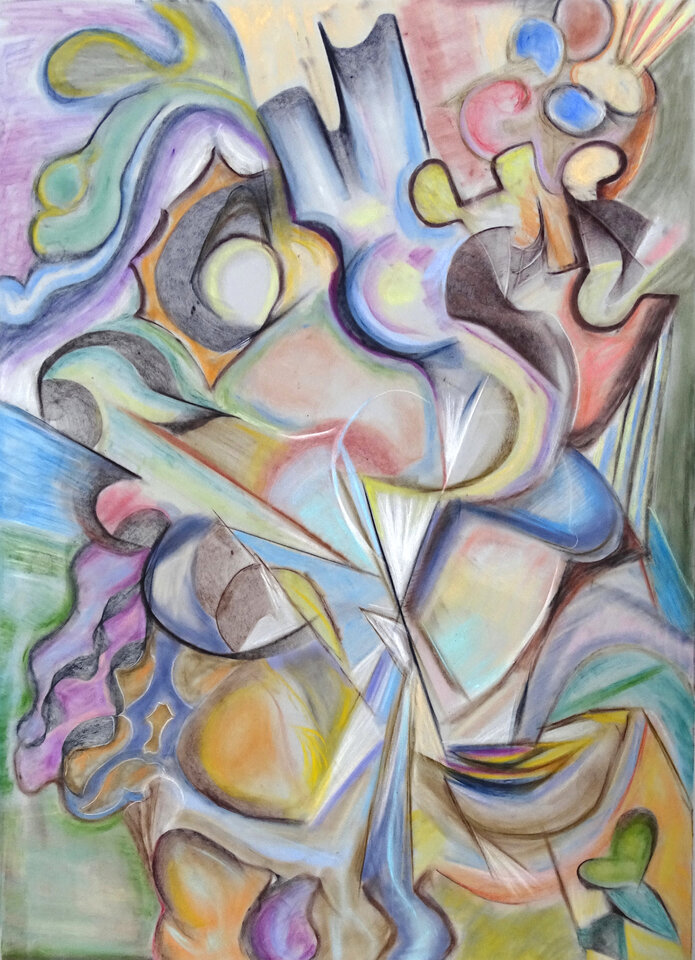 Komposition 6, Pastell, 50 x 70 cm Papier, Wolfgang Bittkau