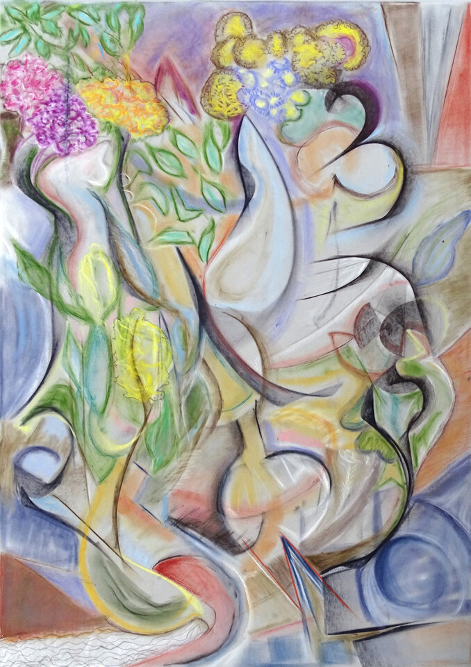Komposition 1, Pastell, 60 x 80 cm auf Papier, Wolfgang Bittkau