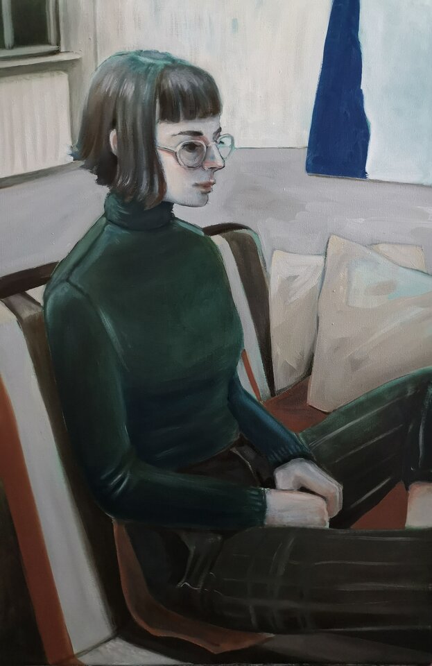 Luise zu Besuch im Atelier (verkauft), Franziska Dathe