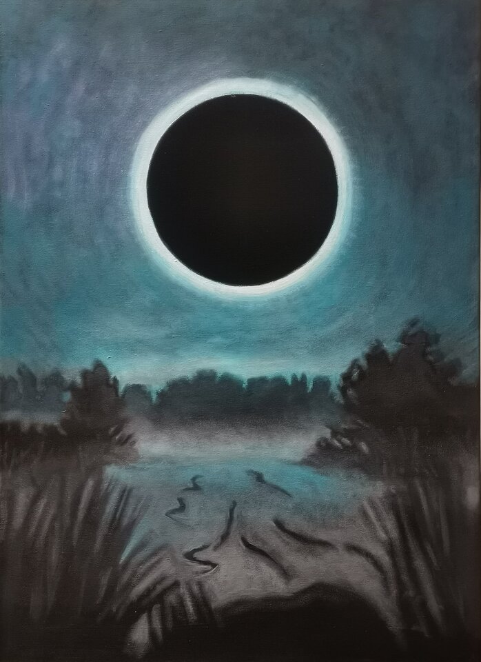 Eclipse, Öl & Vantablack Auf Leinwand, Franziska Dathe
