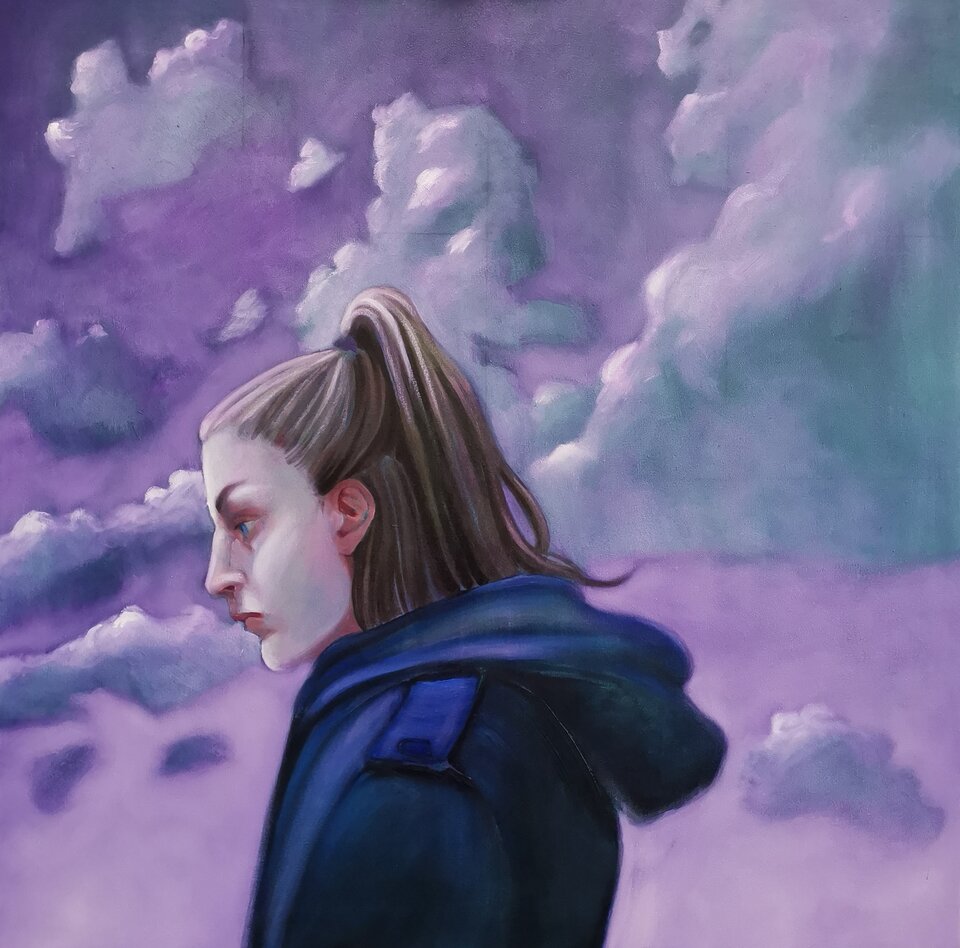 Head in the clouds, Öl auf Leinwand, Franziska Dathe