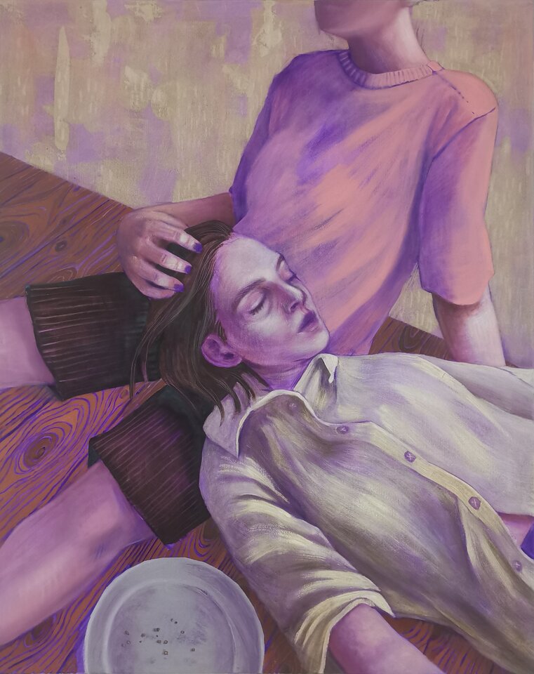 Food Coma, Öl auf Leinwand, Franziska Dathe
