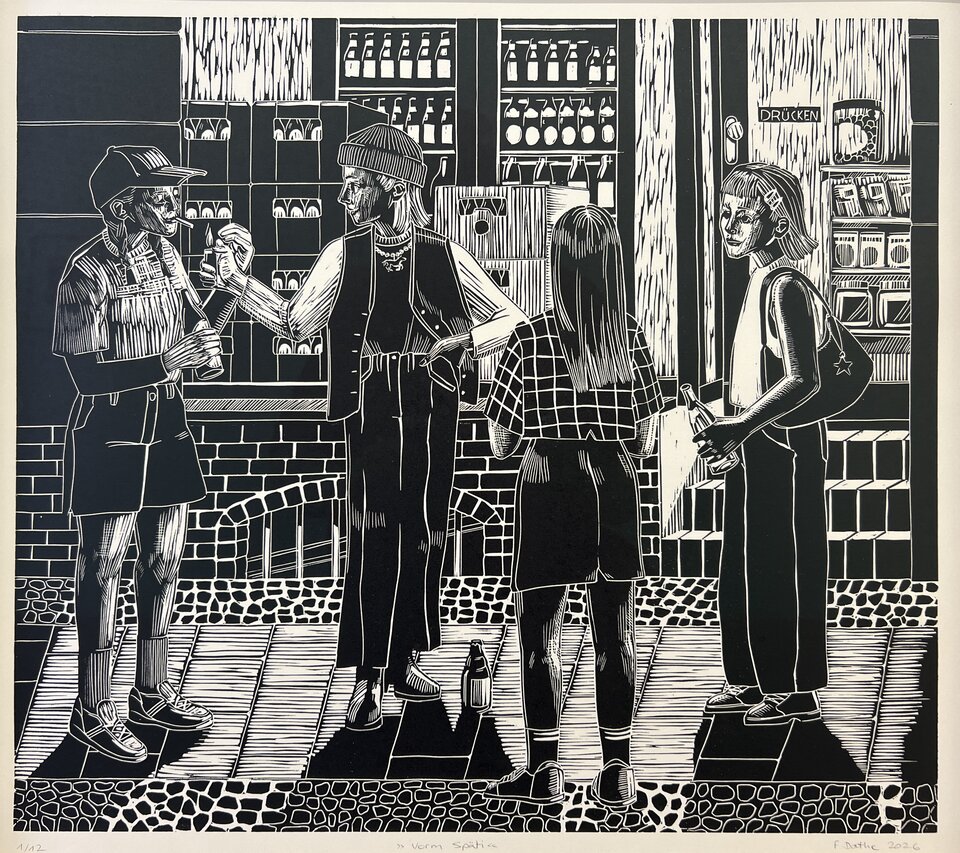 Vorm Späti, Druck auf Papier, Franziska Dathe
