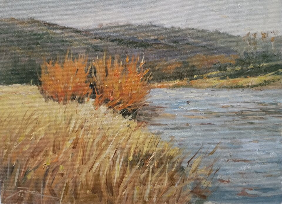 Sauer-Ufer bei Ralingen , Öl  Leinwand , Ralf Bechtel 