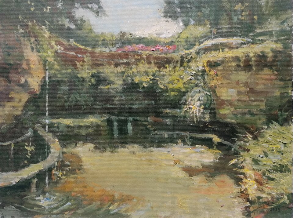 Felsenweiher bei Ernzen , Öl  Leinwand , Ralf Bechtel 