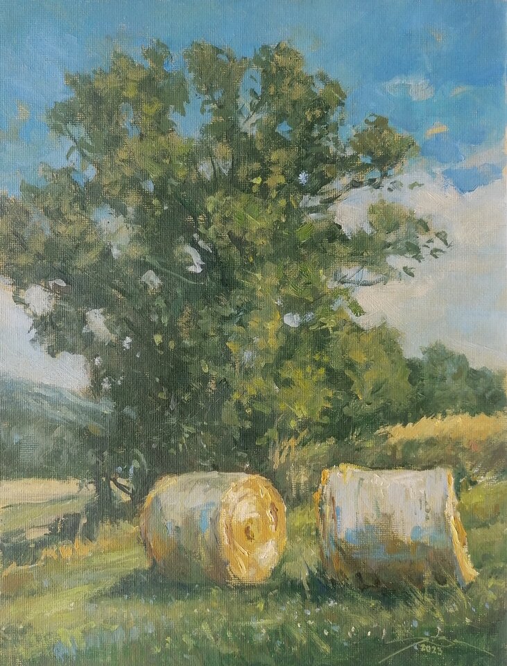 Heurollen bei Echternacherbrück , Öl  Leinwand , Ralf Bechtel 