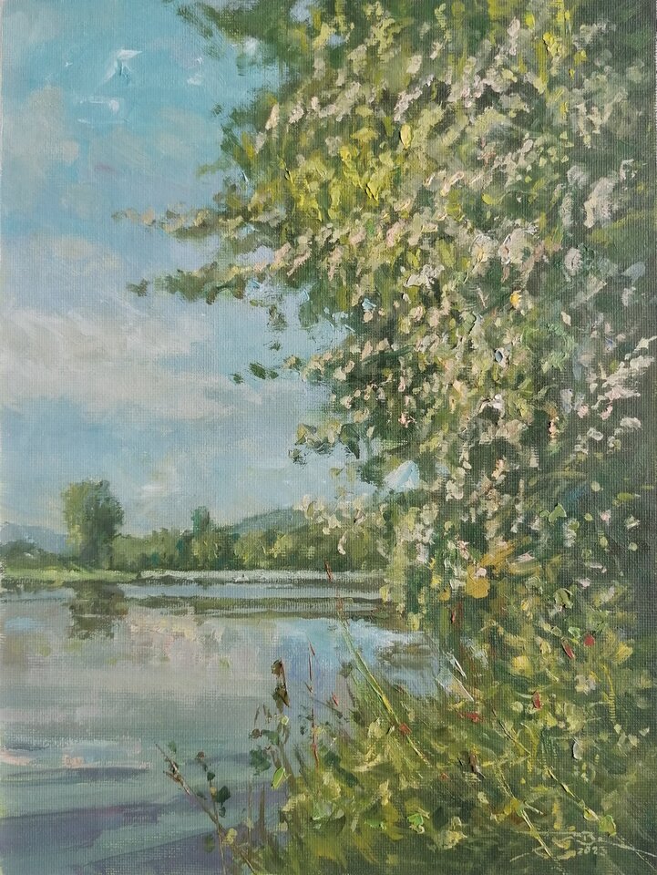 Sauer-Ufer bei Ralingen , Öl Leinwand , Ralf Bechtel 