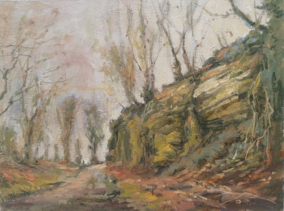 Felsen über Steinheim , Öl  Leinwand , Ralf Bechtel 