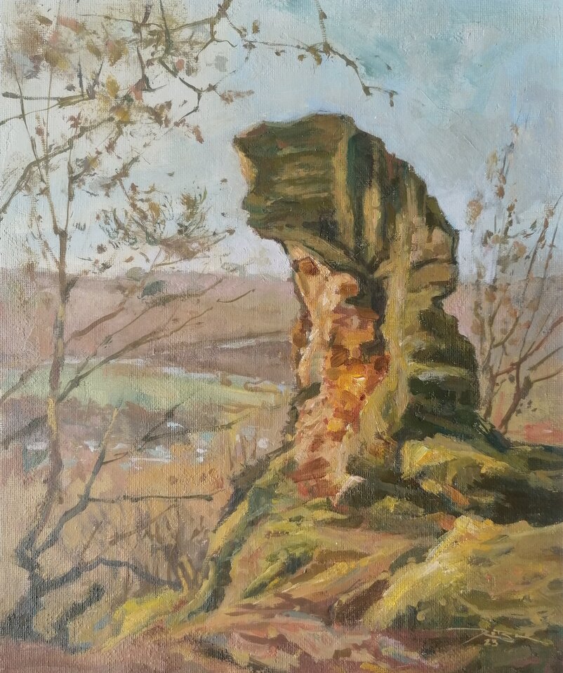 Felsen bei der Prümerburg , Öl  Leinwand , Ralf Bechtel 