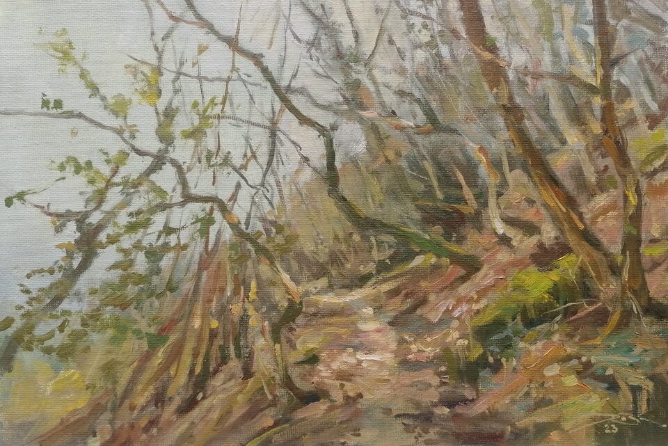 Wanderweg bei Minden , Öl  Leinwand , Ralf Bechtel 