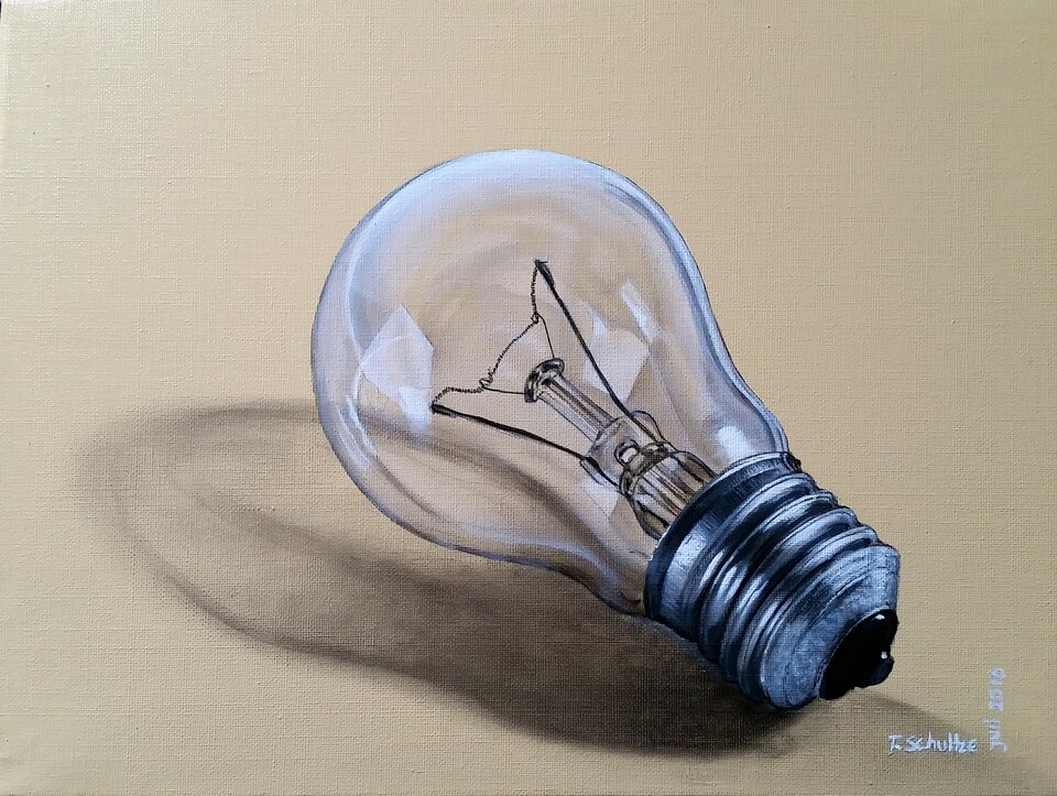 Glühbirne, Acryl auf Leinwand, Thomas Schultze