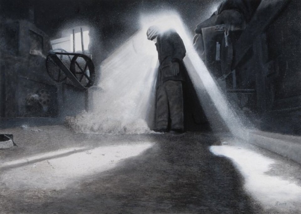 Baumwollarbeiter, Acryl auf Leinwand, Thomas Schultze