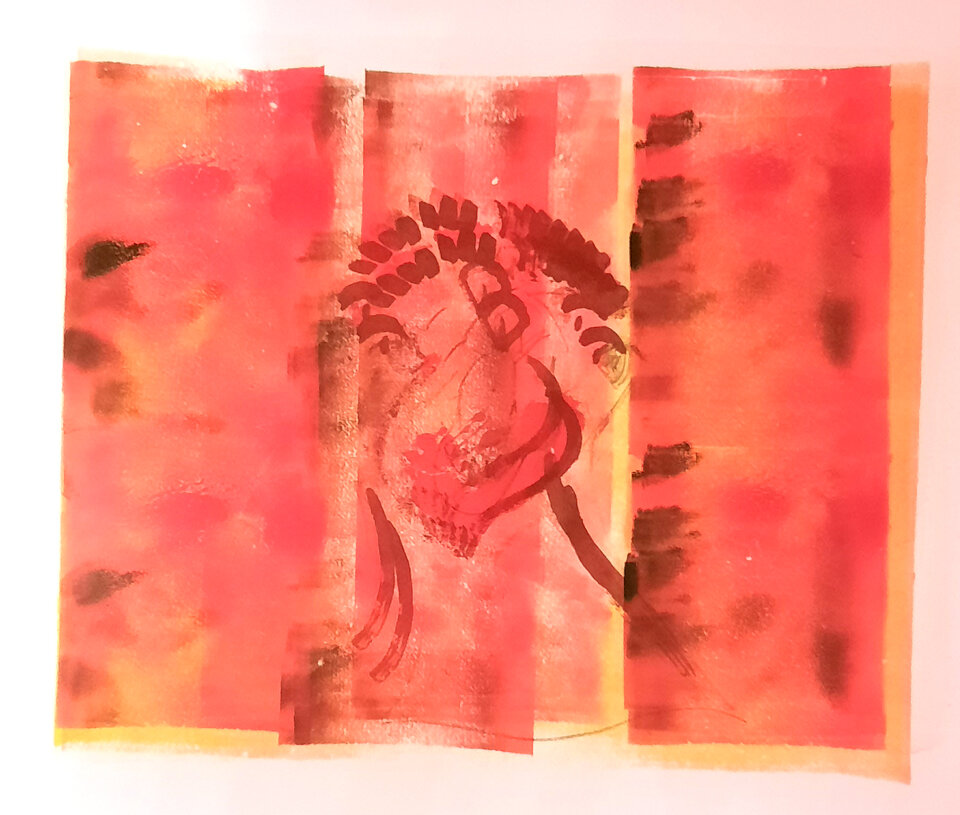 Das Kamel, Lithographie überdruckt Büttenpapier, Sylvia Gnatz