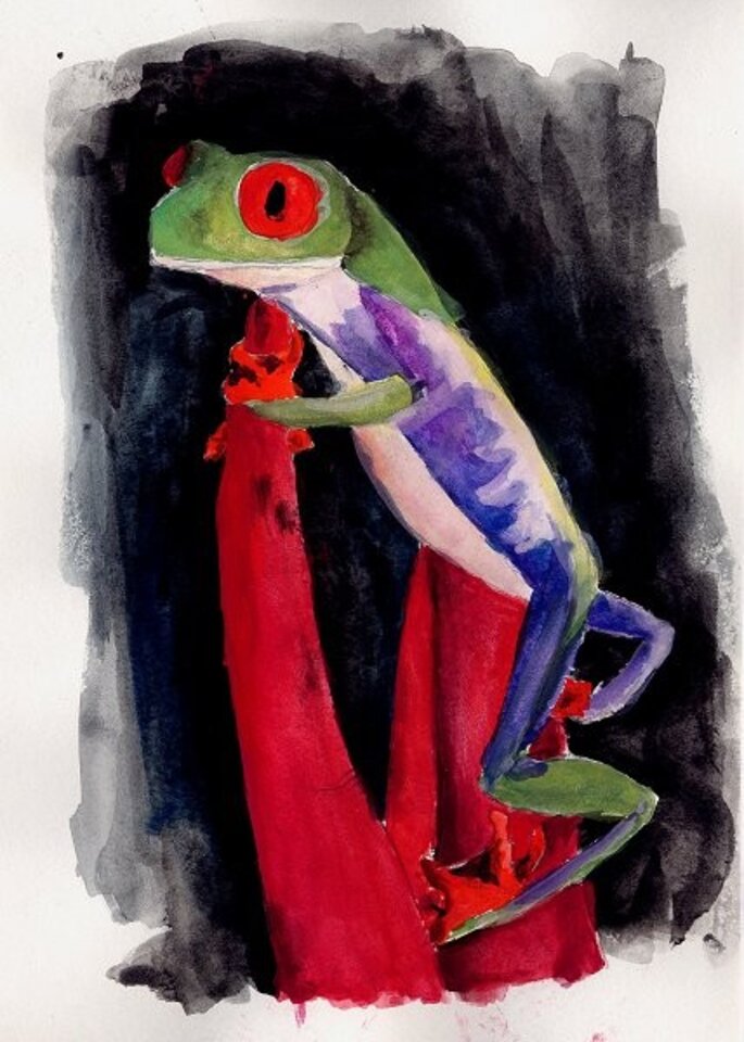 Frosch, Aquarell auf Papier, Rachel Weissenberger