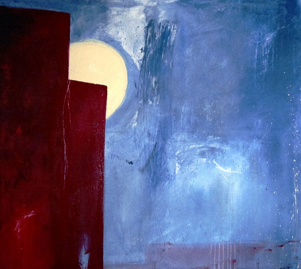 Zieh dich hoch - blaues abstraktes Bild, Acryl auf Leinwand, Conny Wachsmann