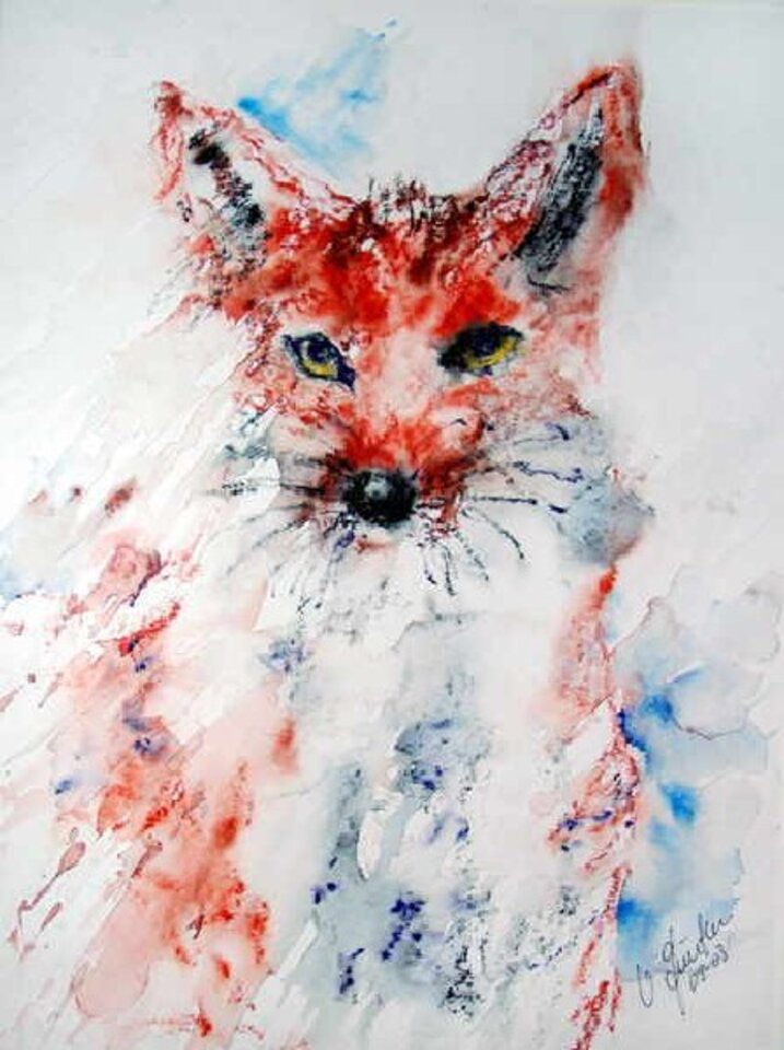 Fuchs, Aquarell auf Papier, Oskar Günther