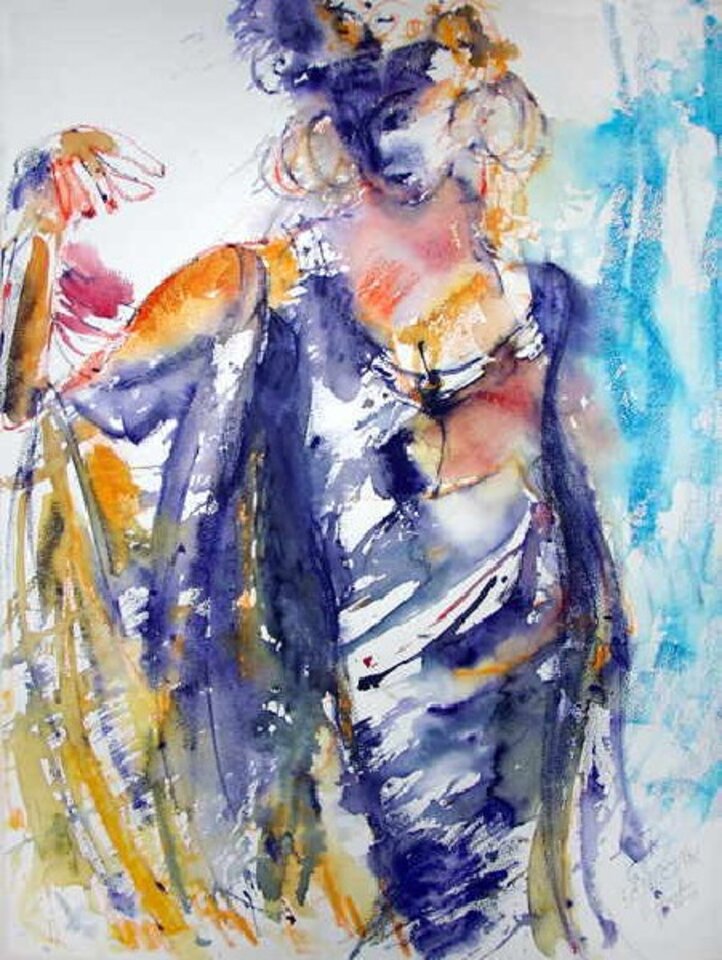 Violetta, Aquarell auf Papier, Oskar Günther