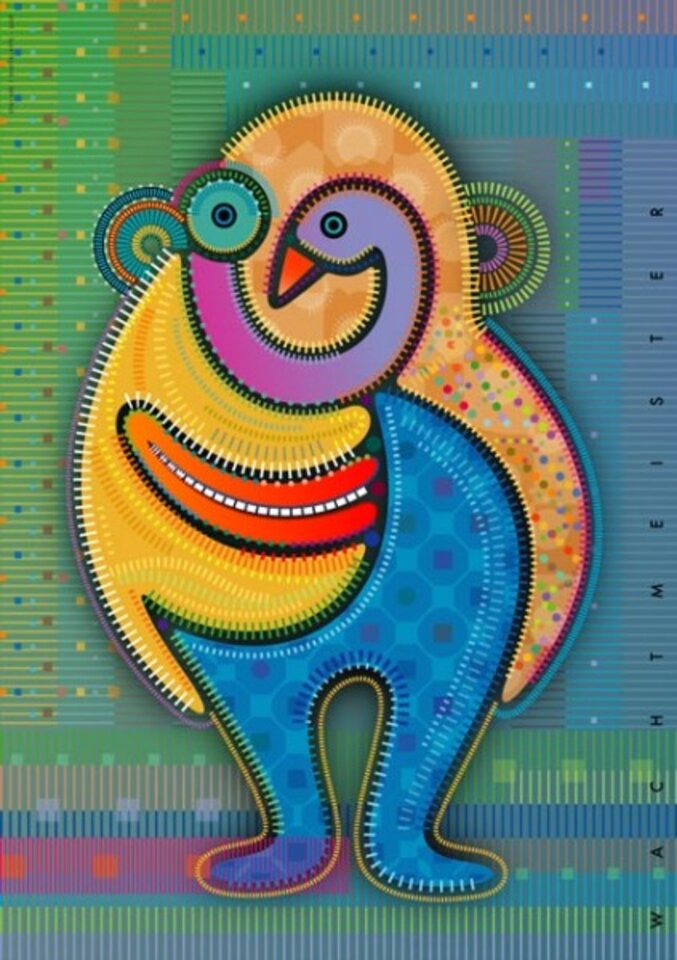 Digi Ape  Digitalaffe 2006, Digitalkunst auf Papier, Bernd Wachtmeister