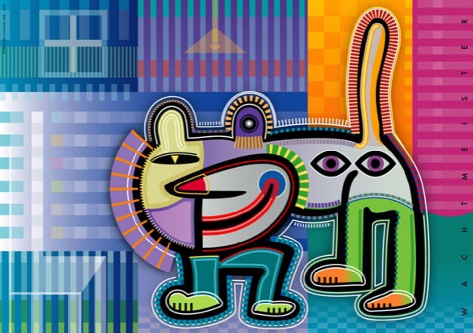 Stubentiger 2006, Digitalkunst auf Papier, Bernd Wachtmeister