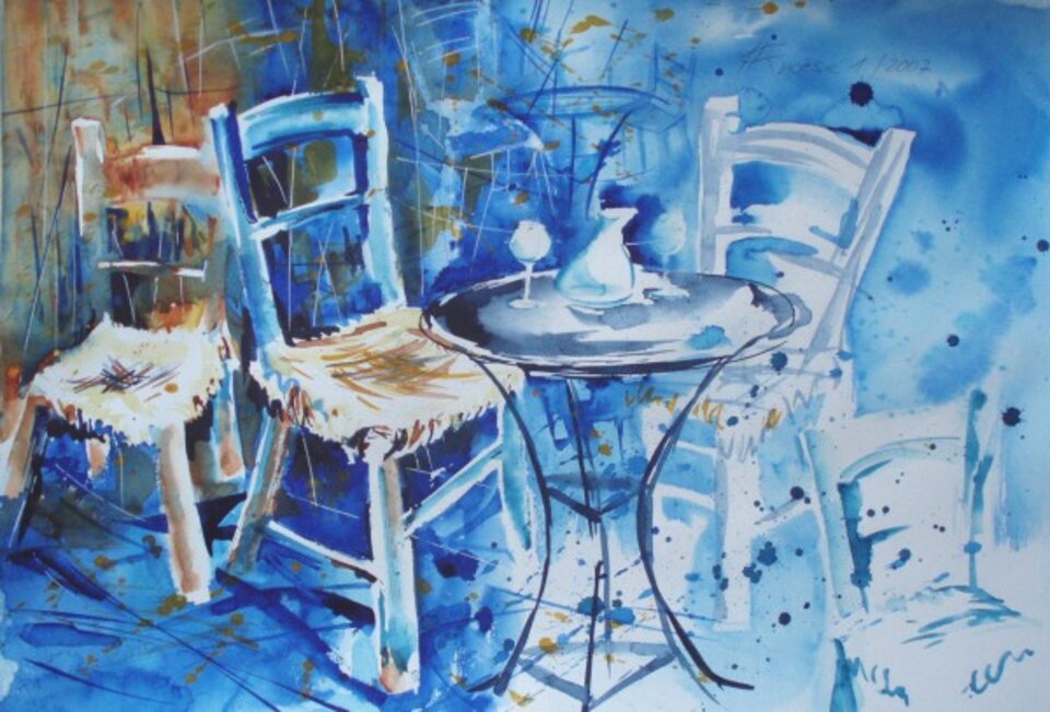 Apro in der Scheune, Aquarell auf Papier, Carmen Kroese