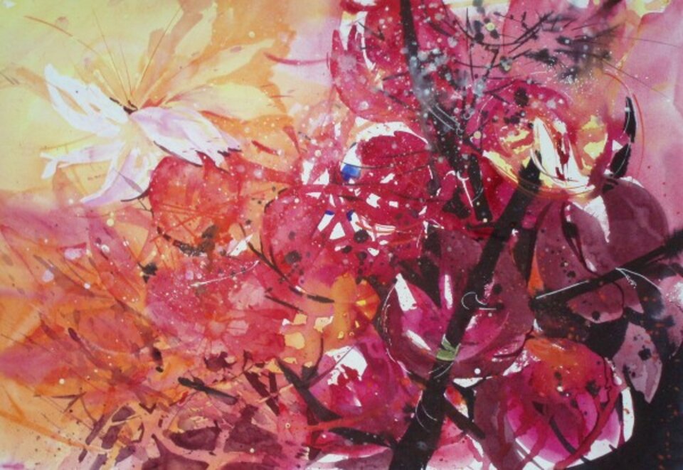 Magnolien, Aquarell auf Karton, Carmen Kroese