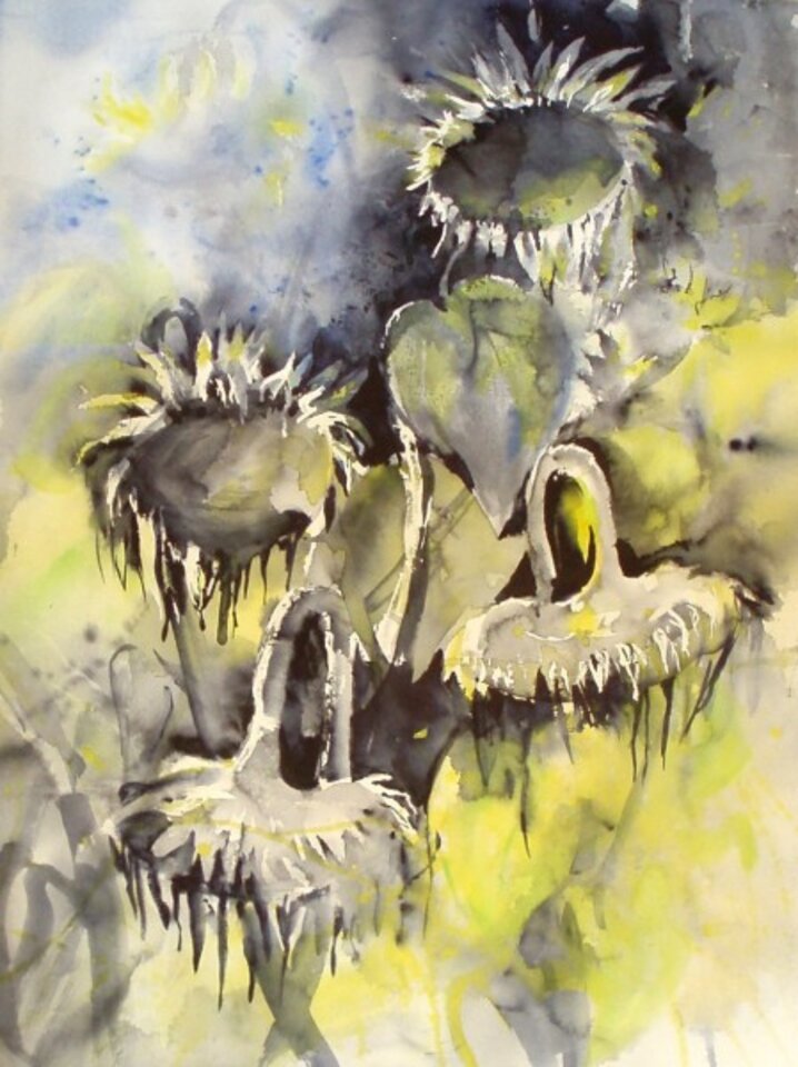 Sonnenblumen, Aquarell auf Papier, Carmen Kroese