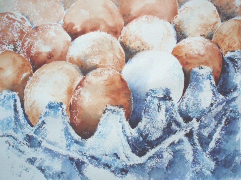 Eier, Aquarell auf Papier, Carmen Kroese