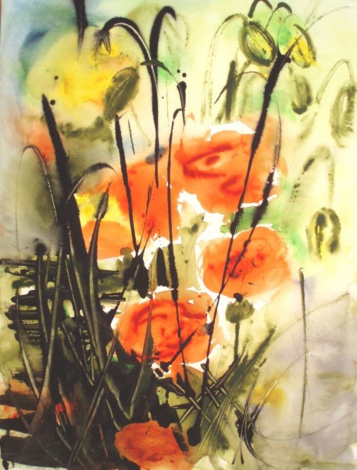 Mohnblumen2, Aquarell auf Papier, Carmen Kroese