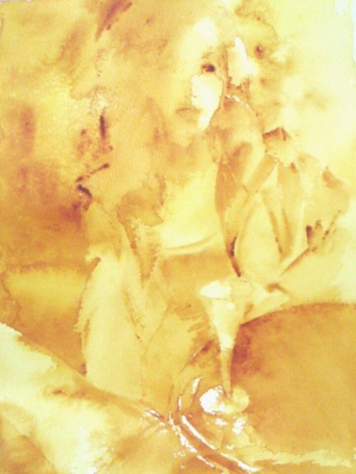 Mädchen in Gelb, Aquarell auf Papier, Carmen Kroese