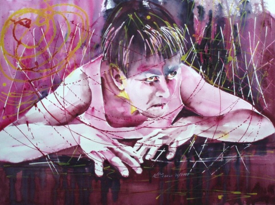 Wut, Aquarell auf Papier, Carmen Kroese