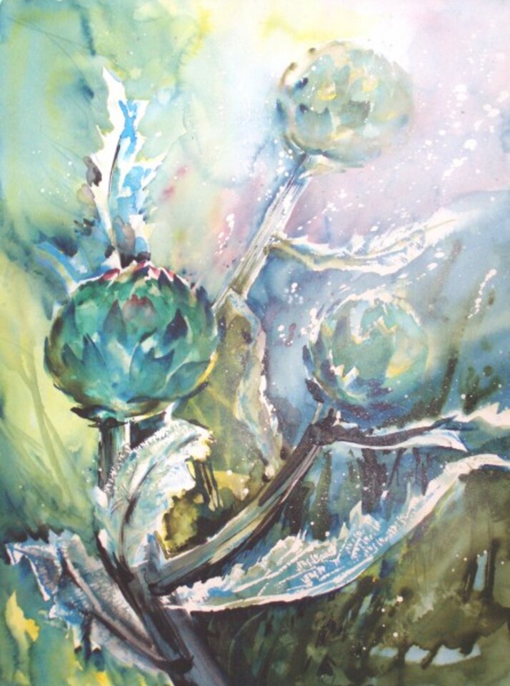 Artischokke, Aquarell auf Papier, Carmen Kroese