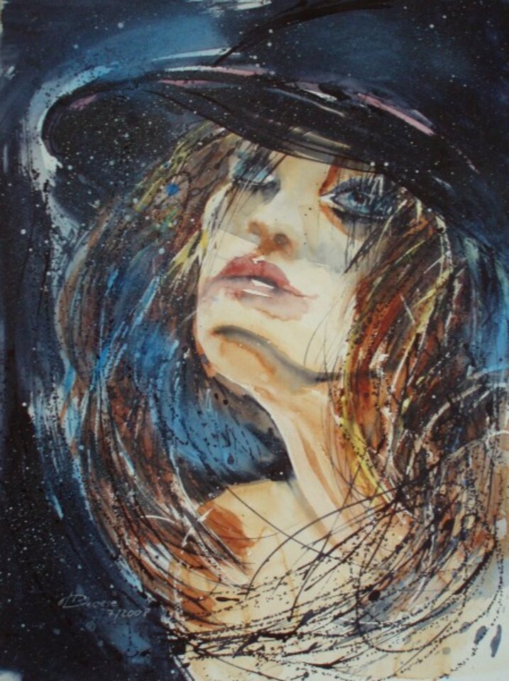 Gefangen im Traum, Aquarell auf Papier, Carmen Kroese