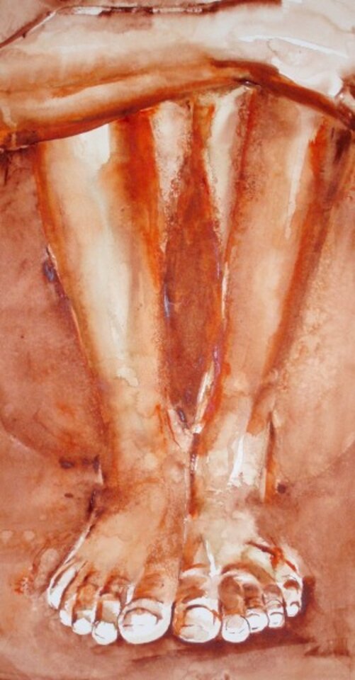 Männerfüsse, Aquarell auf Papier, Carmen Kroese