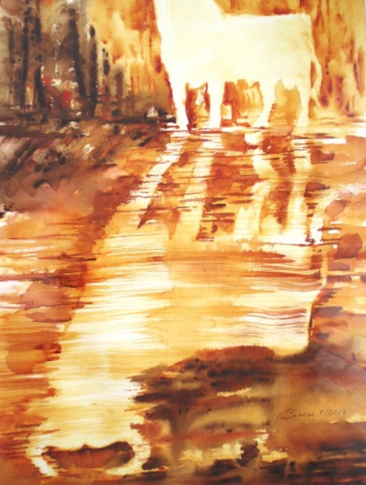 Spanien-Impression Osborne Stier, Aquarell auf Papier, Carmen Kroese