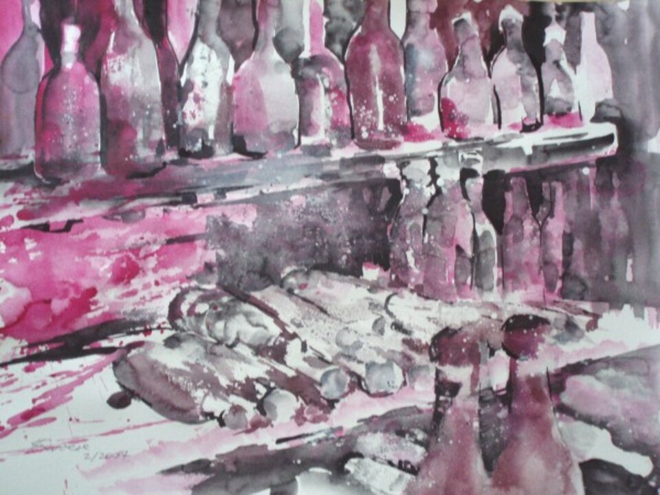 100jähriger Wein, Aquarell auf Papier, Carmen Kroese