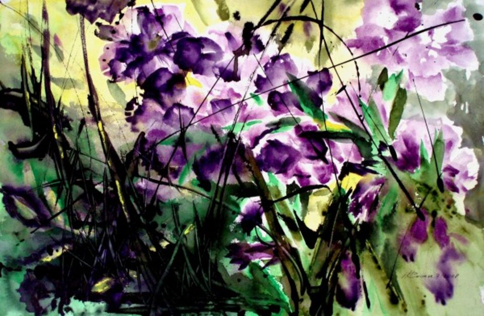 Gladiolen, Aquarell auf Papier, Carmen Kroese