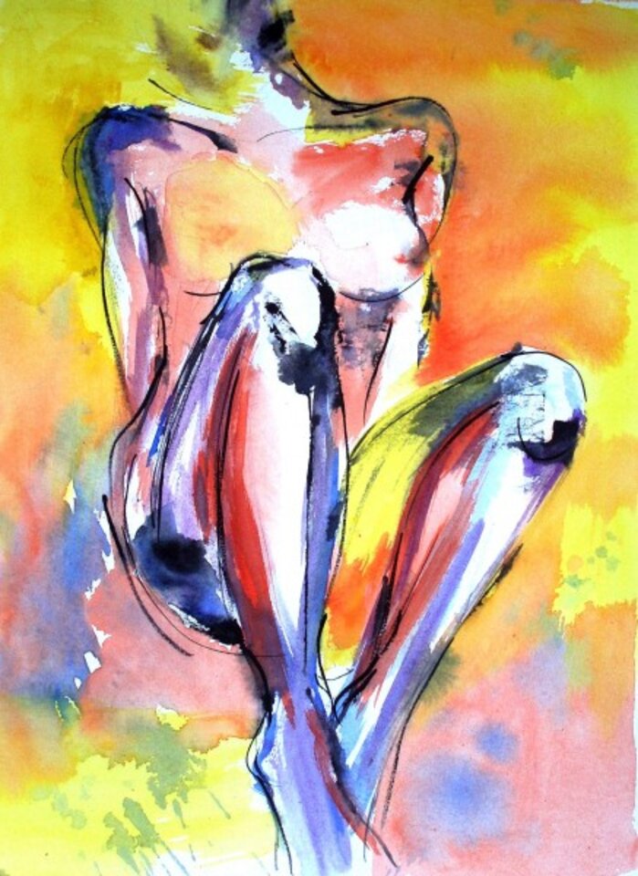 Akt, Aquarell auf Papier, Carmen Kroese