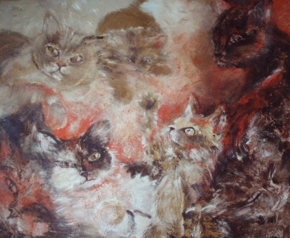 Samtpfoten, Mischtechnik auf Leinwand, Carmen Kroese