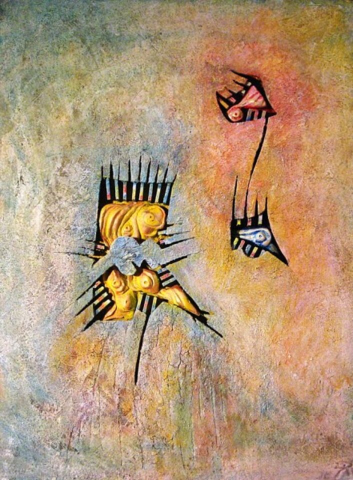 Weich und Hart, Mischtechnik auf Holz, Harald Reinecke