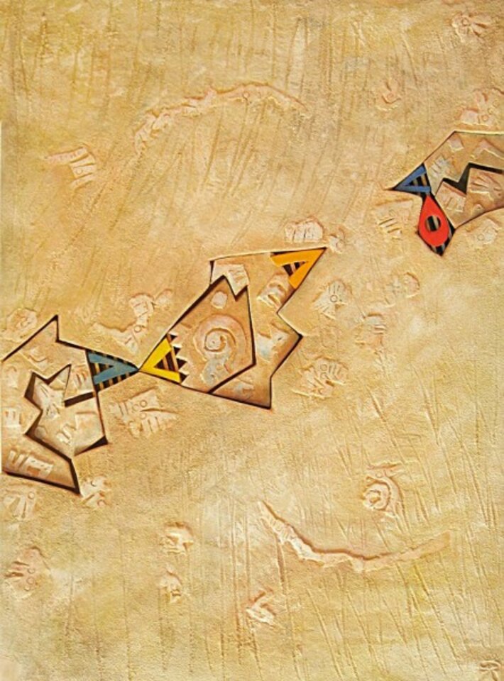 Einbrüche, Mischtechnik auf Holz, Harald Reinecke